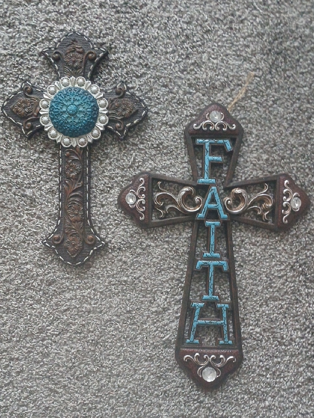 Rustic Dark Wood Wall Crosses - Set Of 2